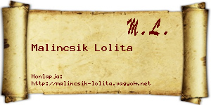 Malincsik Lolita névjegykártya
